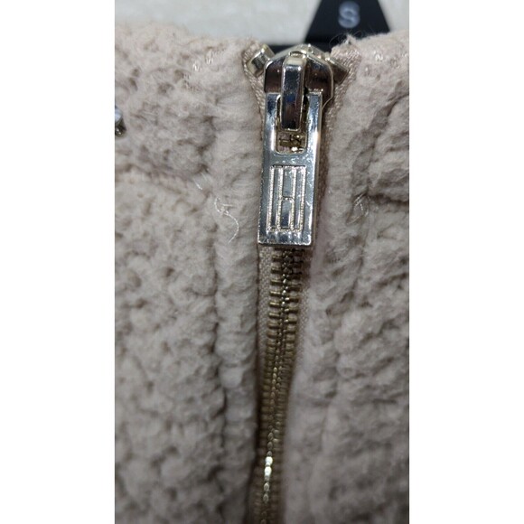 Tommy Hilfiger Sherpa Jacket Womens Small Beige Bomber Teddy Pockets - Picture 3 of 11